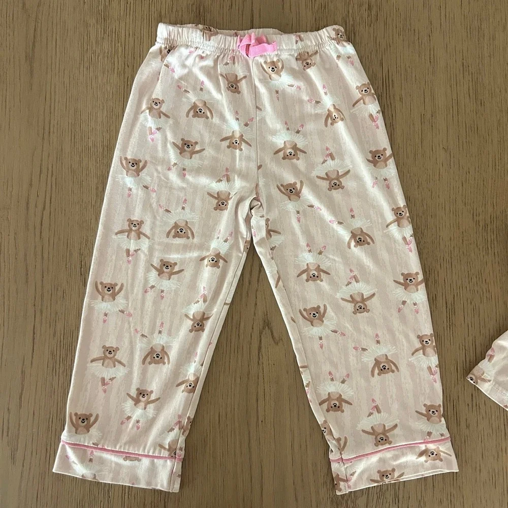 BEARPAW Girls Pink Bear Ballerina Pajamas 2-3T